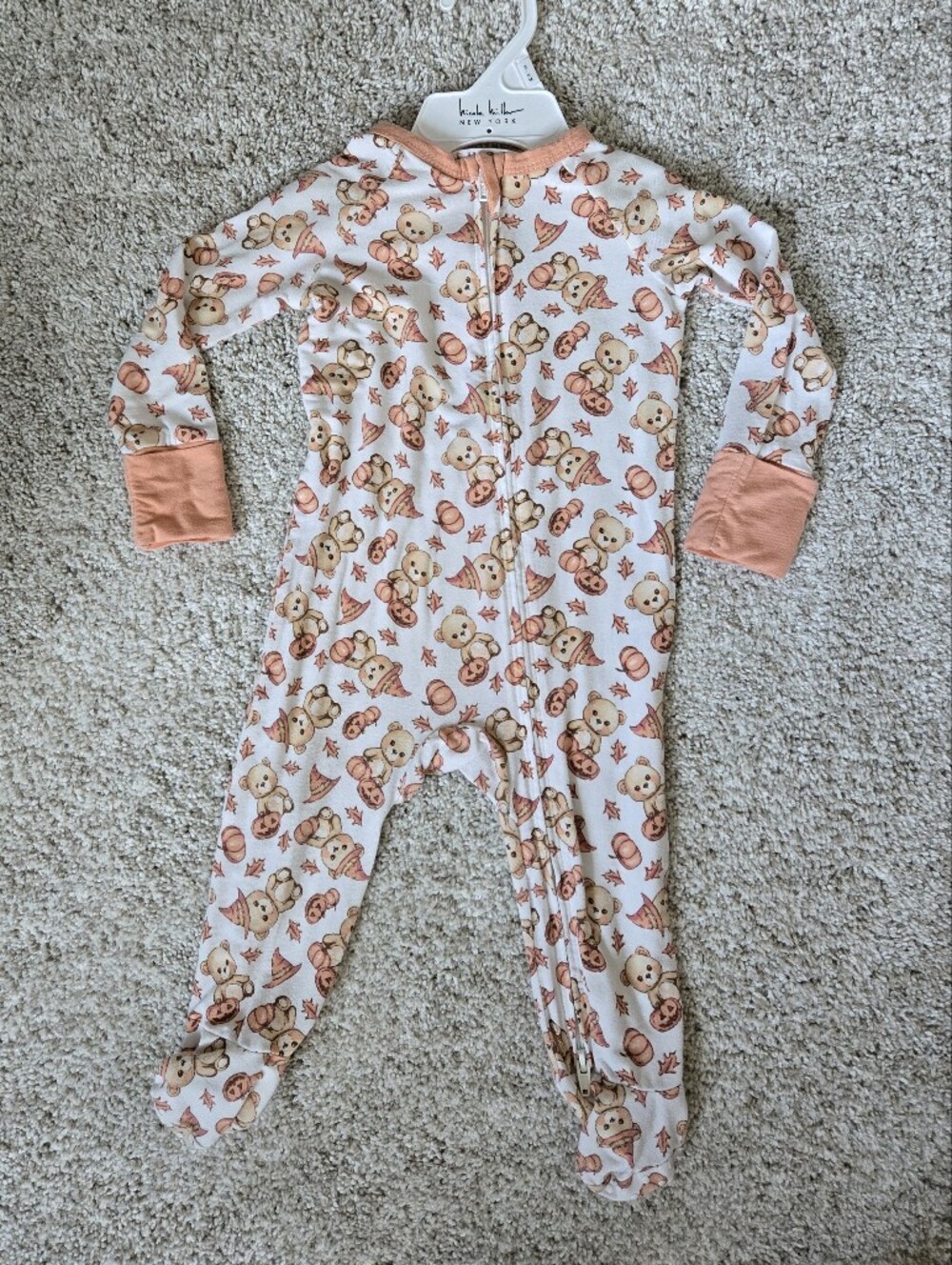 Btween Baby-9 Month- Bamboo Halloween  Footed Onesie